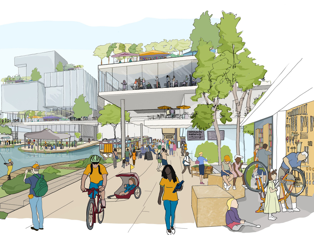 A notional drawing of Sidewalk Toronto's much-touted public realm plan. Image via Sidewalk Labs.
