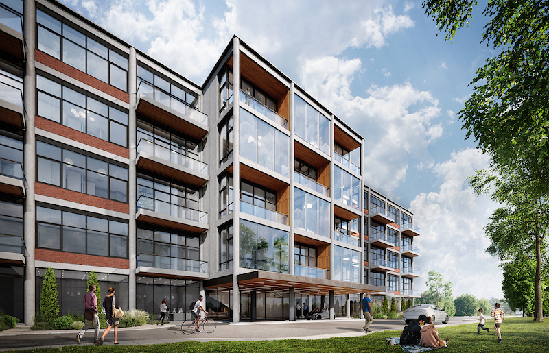 A rendering of the adaptive reuse of the Bata Shoe Factory, a Quadrangle project. Image via Quadrangle.