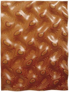 A decorative wood panel manufactured by CNC million machines, designed by Bernard Cache in 1998 as part of a furniture series.