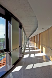 Corridors in the residetial wings include operable windows at regular intervals, allowing for cross-ventilation through each room.