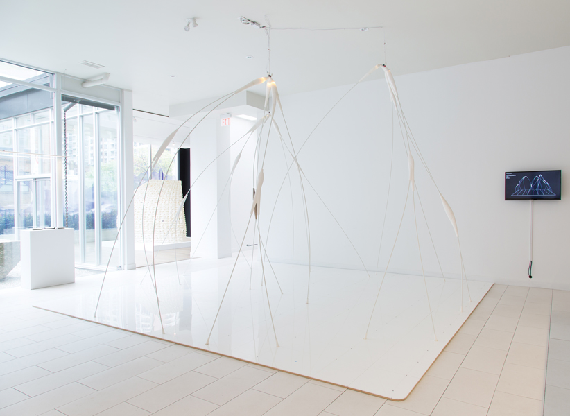 An ephemeral structure by Denegri Bessai occupies the main room in the exhibition hall.
