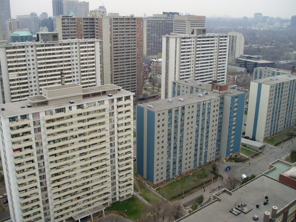 Aerial view of Toronto's St James Town neighbourhood. Photo by SimonP