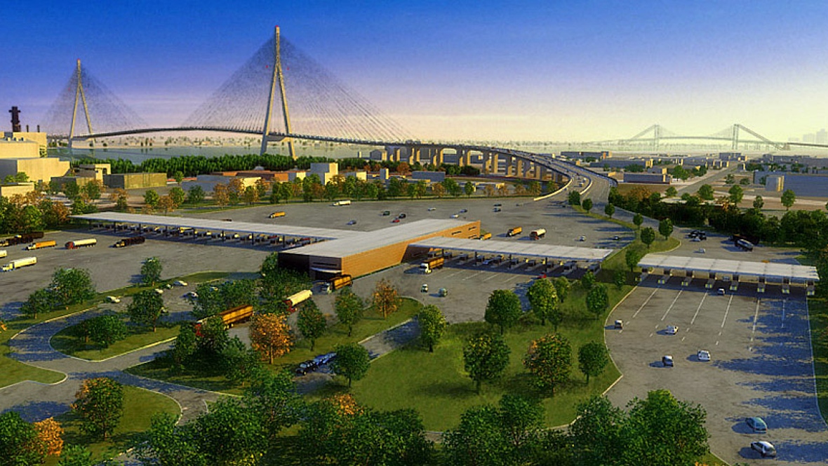 A rendering of the Gordie Howe International Bridge.