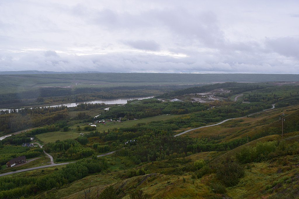 Site C Dam construction site in late 2016. Photo by Jeffrey Wynne via Wikimedia Commons.