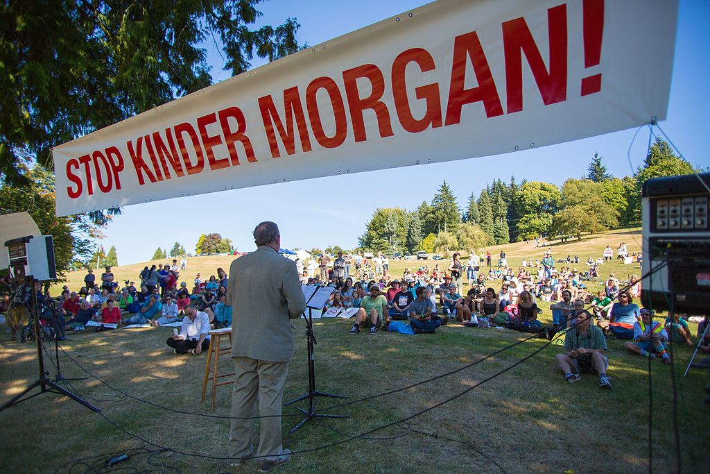 A rally against the Kinder Morgan / Trans Mountain pipeline in Burnaby. Photo by Mark Klotz via Flickr Commons.