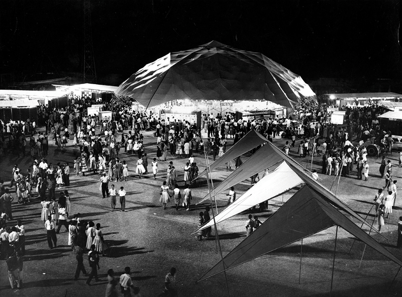 The 1959 Canadian Trade Pavilion in Kingston, Jamaica, was a geodesic structure designed by Jeffrey Lindsay, who founded the Fuller Research Foundation Canadian Division.
