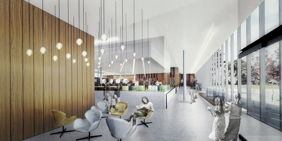 The entry lobby serves all program areas.