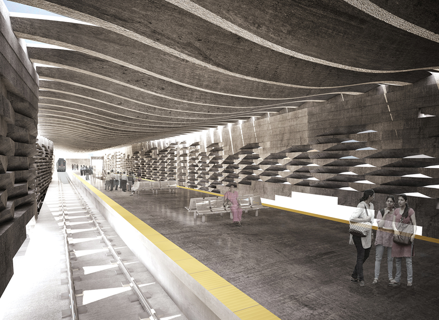 A rendering of one of the proposed railways stations in Karachi.
