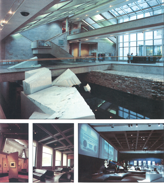 Archaeological remains from Quebec City’s original shoreline feature prominently in the Musée de la civilisation’s Grand Hall. The building, designed by Moshe Safdie FRAIC, includes a cascade of indoor and outdoor courtyards that knit the museum into its tight urban site.