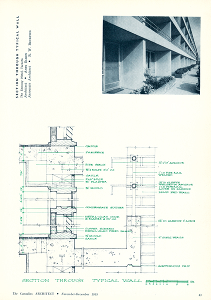 The magazine devoted its first "comprehensive presentation” to the Seaway Hotel, a commercial building by Ants Elken. Photo by Panda Associates. Reprinted from The Canadian Architect, November/December 1955