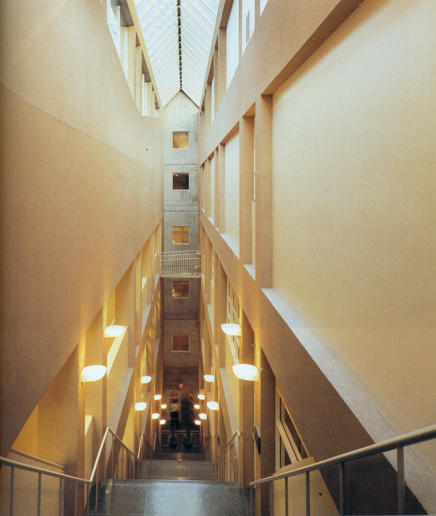 The athlete's stair. Photo by Fiona Spalding-Smith (Reprinted from The Canadian Architect, April 1985)