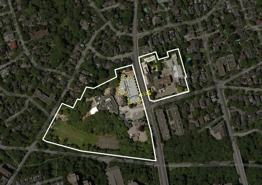 Site plan, showing Branksome Hall Campus and the Athletics and Wellness Centre's site