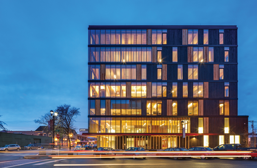 Located in Prince George, BC, the Wood Innovation and Design Centre showcases innovative techniques for building with mass timber.