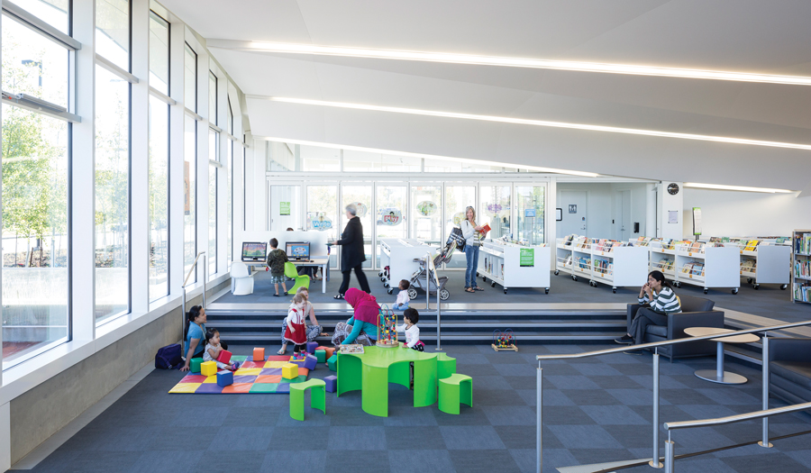 A children’s play area is lowered to create a sense of enclosure.