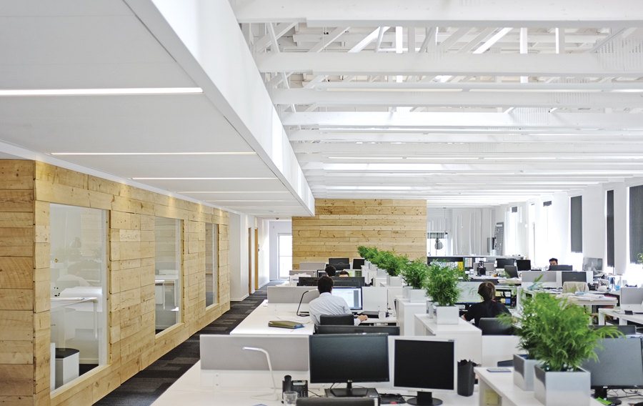 Private offices are clad in salvaged wood from local tear-downs. (Photo: Alexandre Guérin)