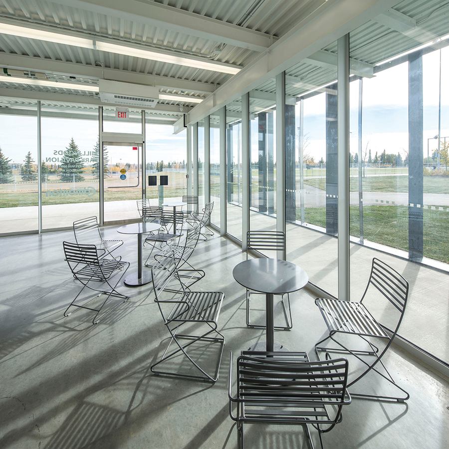 A lobby-like entrance provides sufficient room for teams to organize their gear. Photo: Jim Dobie