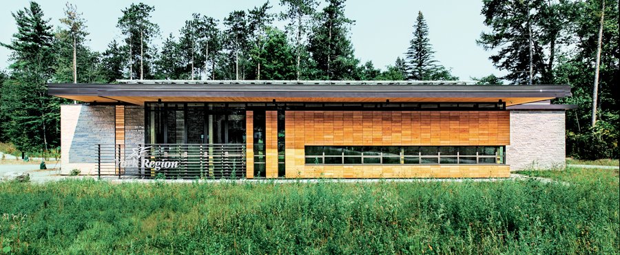 The Bill Fisch Forest Steward-ship and Education Centre by DIALOG generates more energy than it consumes. Photo by Cindy Blazevic