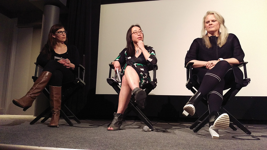 Liz Wreford, Elsa Lam and Johanna Hurme discuss equity on a Winnipeg panel. Photo: Jaya Beange.
