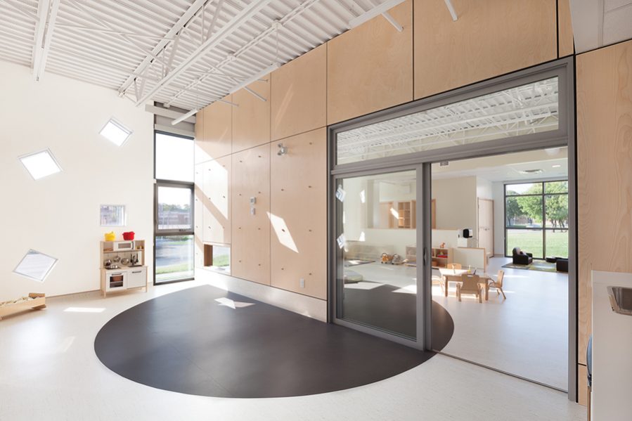 the addition includes infant care spaces that enable parents to develop skills alongside early childhood educators.