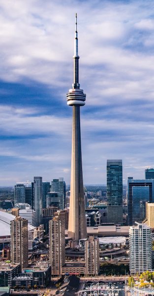 The CN Tower as it rises above downtown Toronto today. Photo: Nancy Rose
