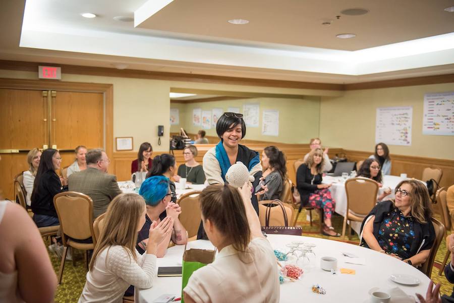 Emerging and established interior design professionals in dialogue at PROpel 2018. Image by WONS via IDC.