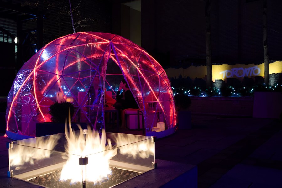 Igloo dining comes to the InterContinental Toronto Yorkville hotel's Proof Bar. Image via InterContinental / CNW Group.