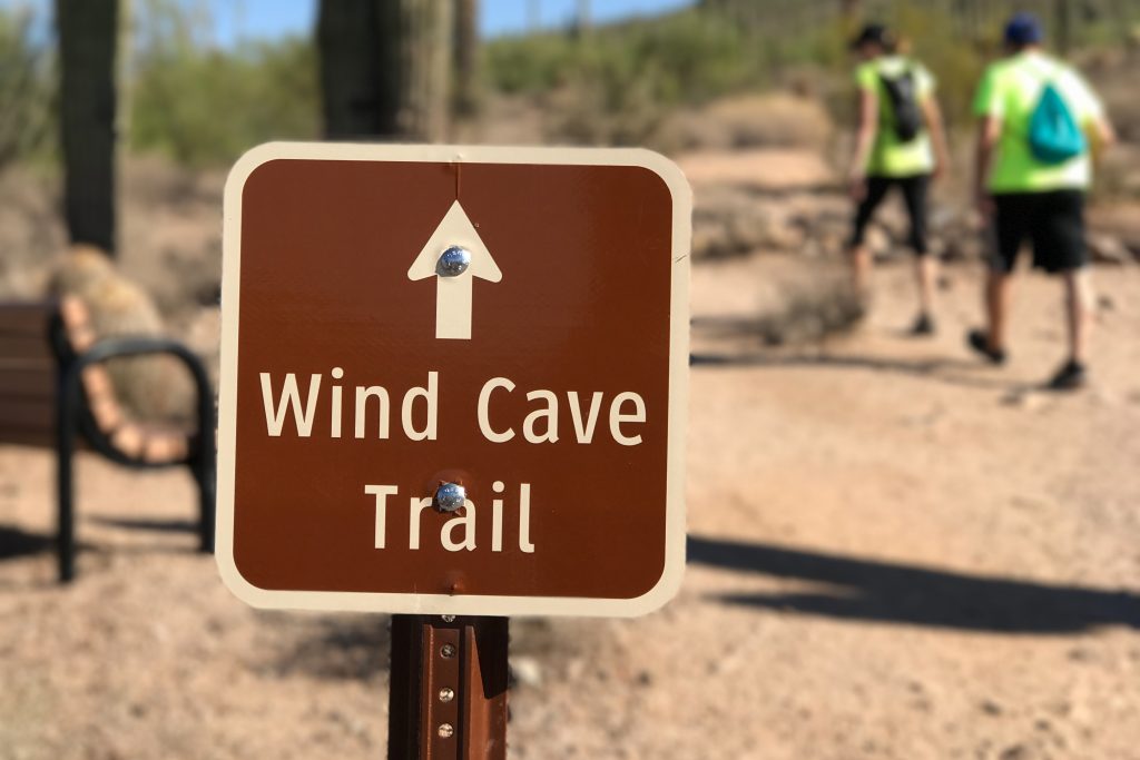 A scenic hike on the Wind Cave Trail in Mesa, Arizona.