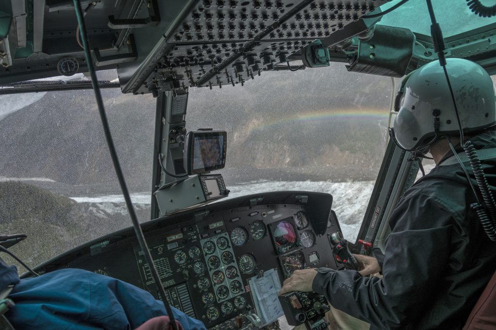 View through the helicopter window.