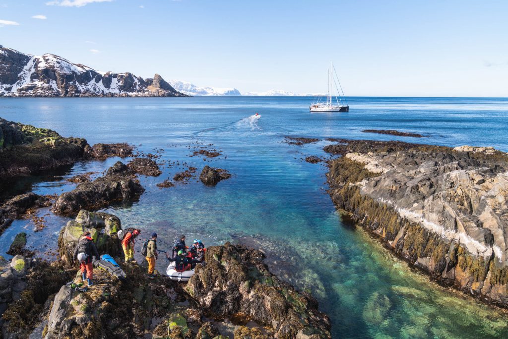 Norway, Finnmark, spring skiing, sailing
