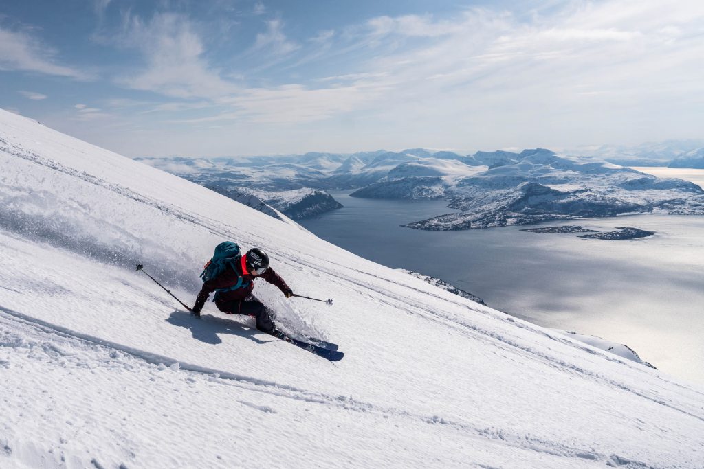 Norway, Finnmark, spring skiing, sailing