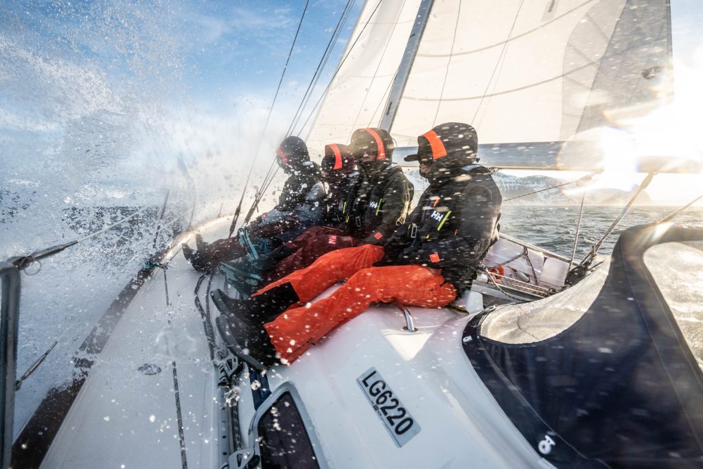 Norway, Finnmark, spring skiing, sailing