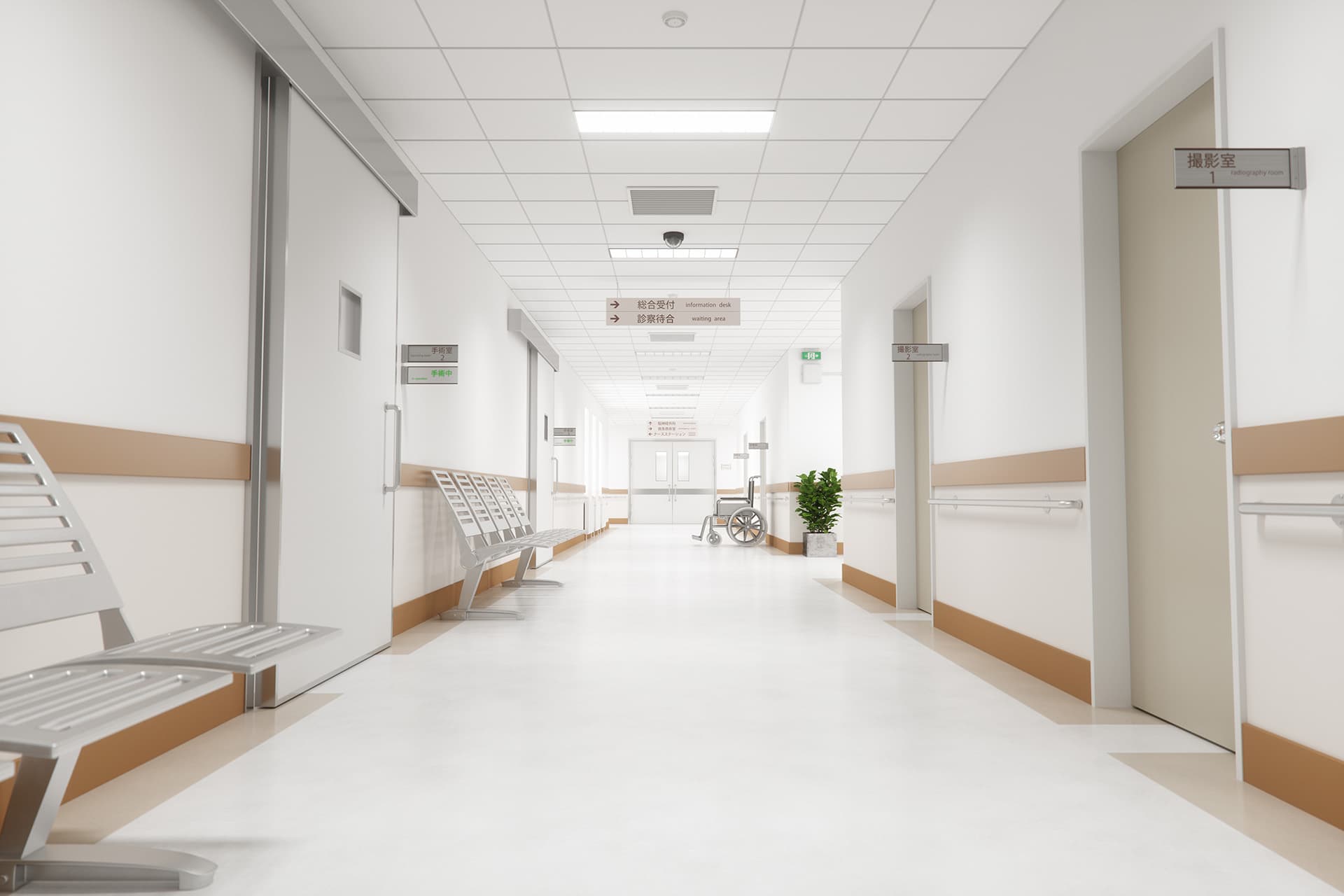Empty clinic hallway with medical clinic insurance