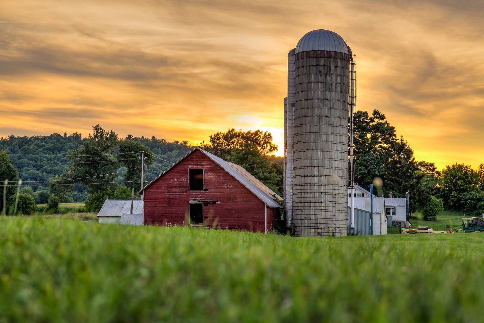 Barn and silo on a property with farm insurance