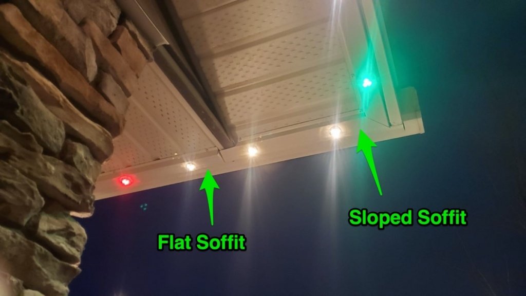 How do you transition from a sloped soffit to a flat?