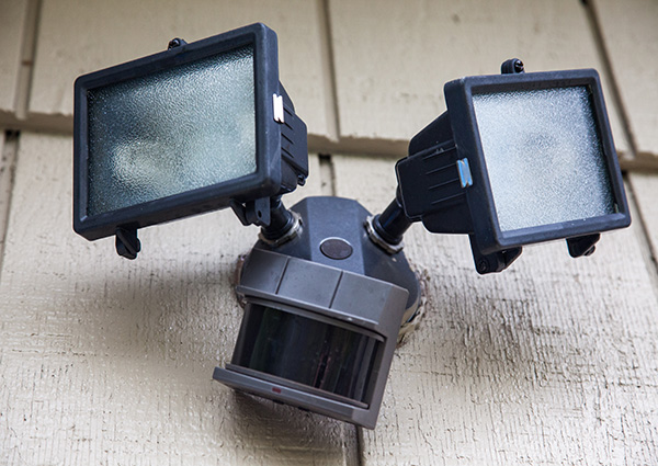 Exterior security lighting with motion sensor
