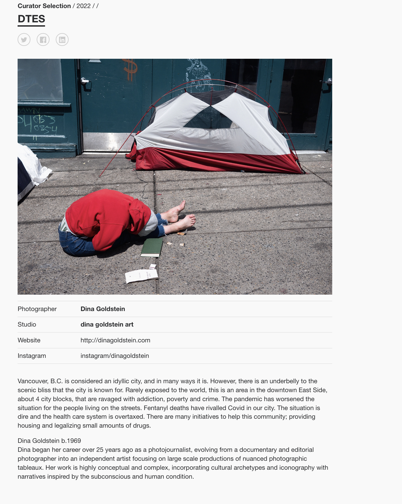 Photographer Dina Goldstein Winner PX3 photography competition with DTES series