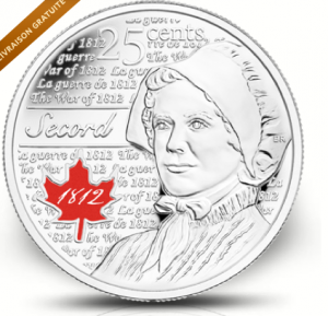 25 cents de la Monnaie royale canadienne rend hommage à Laura Secord,