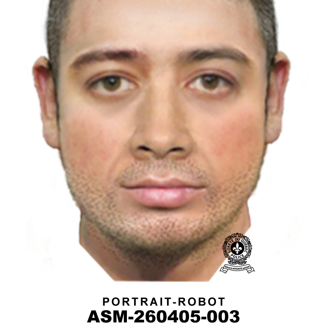 Le suspect aurait +/- 20 ans, mesurerait plus de 6 pieds et pèserait entre 200 à 250 livres.  Photo gracieuseté.