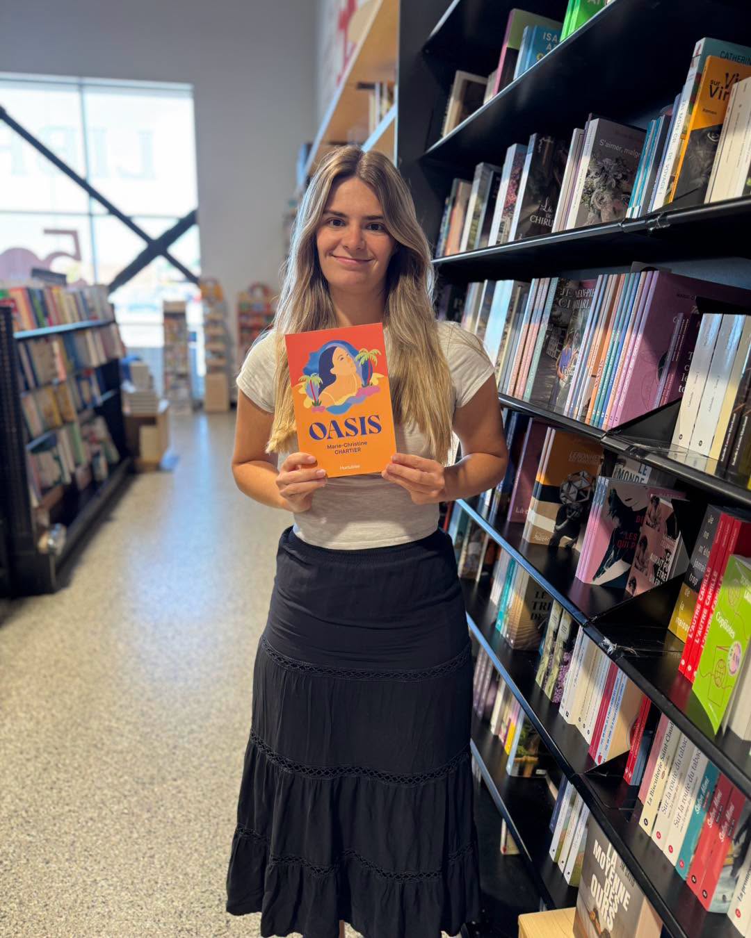 Claudia de la Librairie Raffin recommande Oasis de l’auteure Marie-Christine Chartier. Photo gracieuseté.