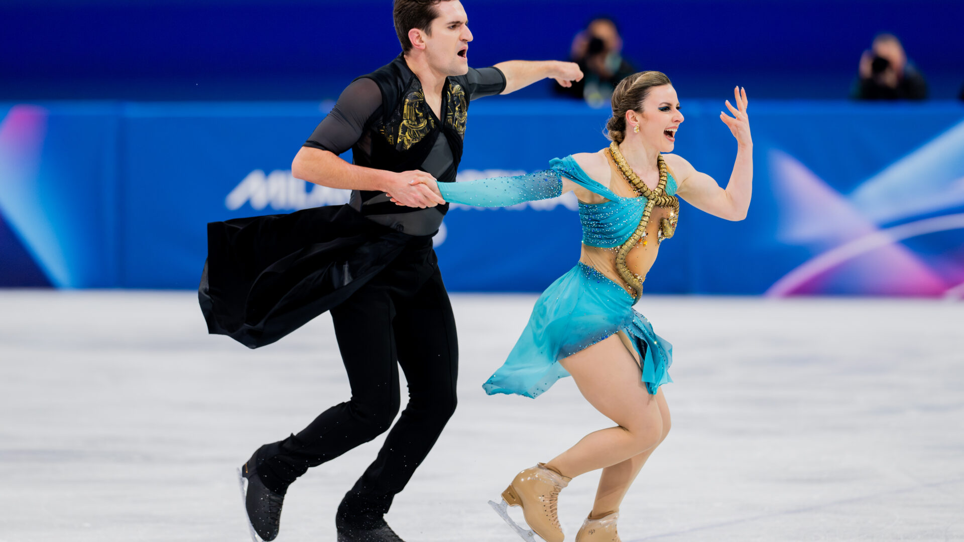 Marie-Jade Lauriault et Romain Le Gac lors des Jeux olympiques 2026. (Photo PatinageCanada - DanielleEarl)