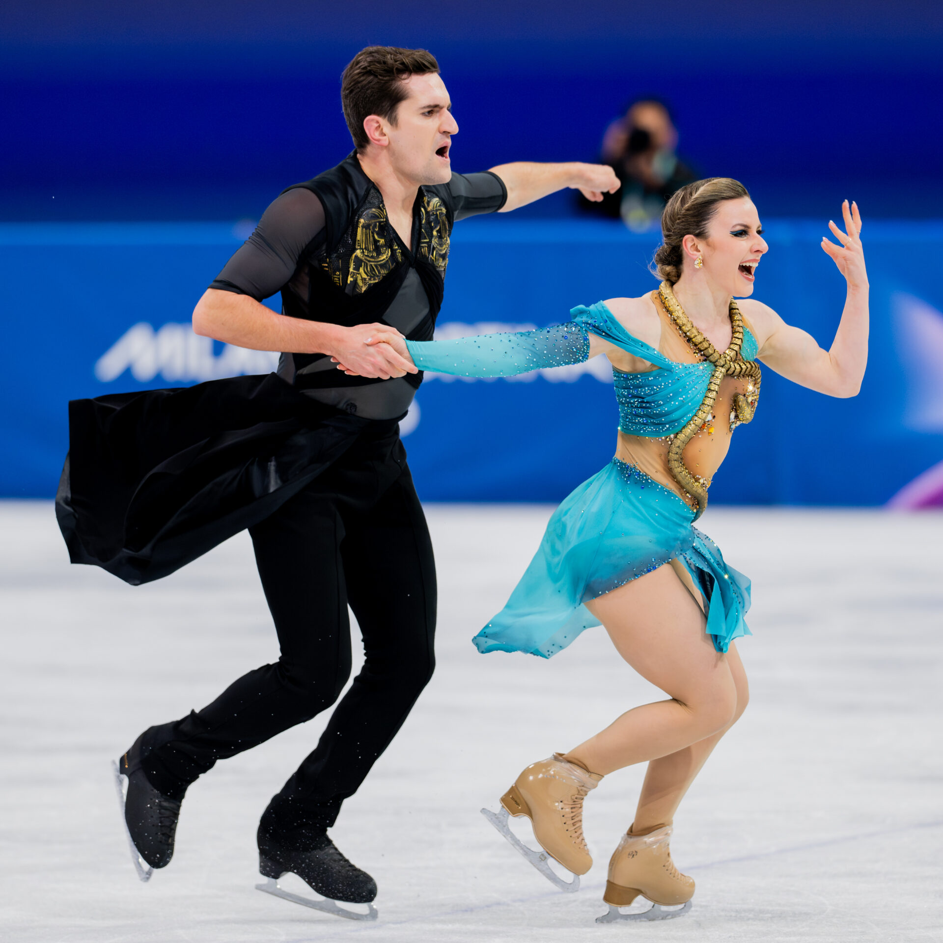 Marie-Jade Lauriault et Romain Le Gac lors des Jeux olympiques 2026. (Photo PatinageCanada - DanielleEarl)
