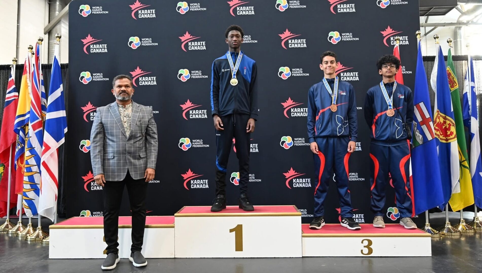 Habib Berte est monté sur la première marche du podium aux championnats canadiens de karaté chez les moins de 16 ans. (Photo gracieuseté)