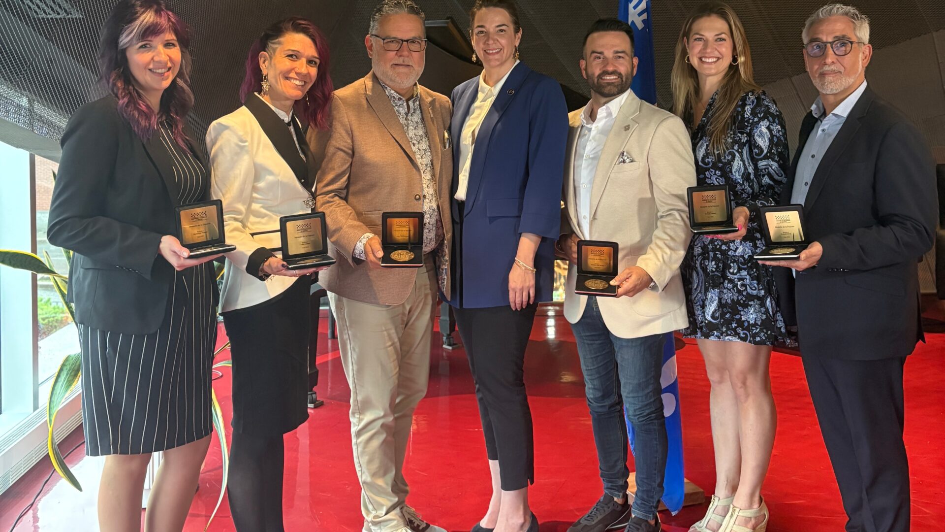 Marie-Pier Ferland, Leïca Leclerc, Pierre Berthiaume, Catherine Gentilcore, Mathieu Jean-Marie, Myriam Chantal et François Savoie. (Photo gracieuseté)