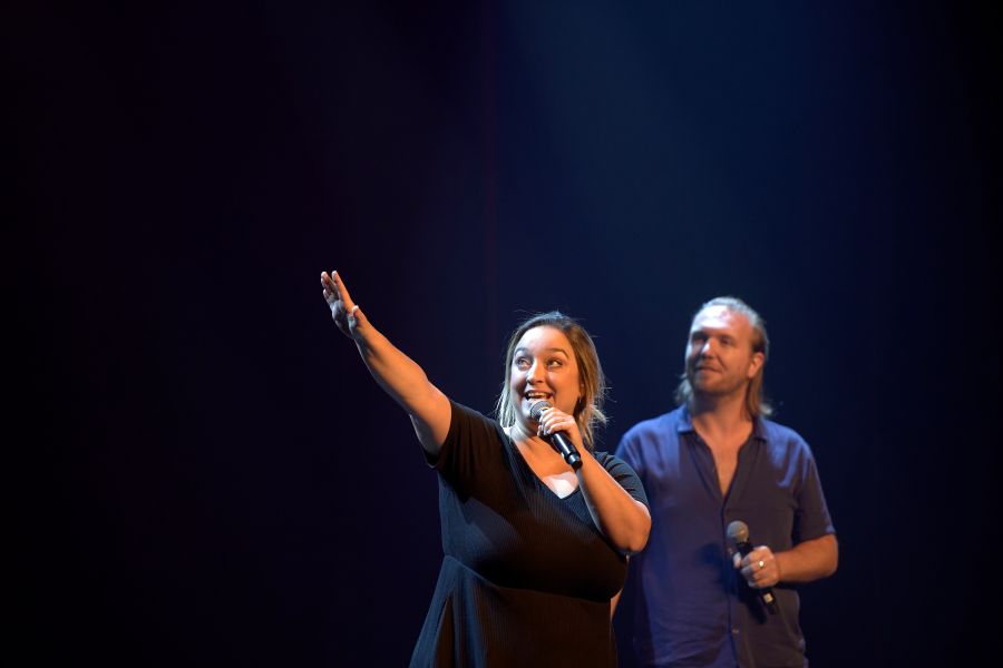 Jade Bruneau et Simon Frécette-Daoust de l'équipe de création de L'effet Lisa. (Photo gracieuseté - Guillaume Morin)