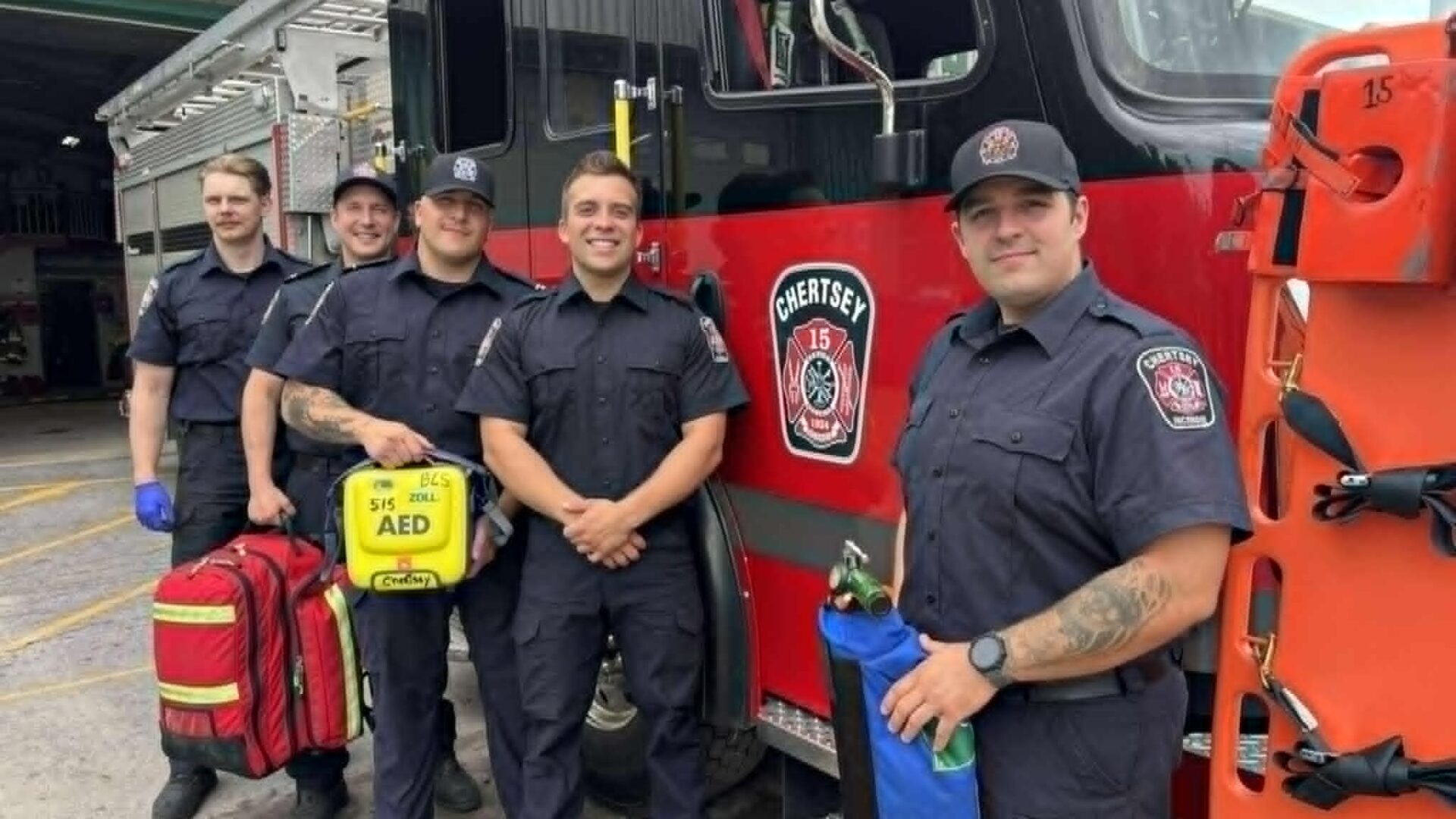 Les membres de l’équipe de garde en caserne à la Municipalité de Chertsey, qui sont aussi maintenant premiers répondants. (Photo gracieuseté)
 
