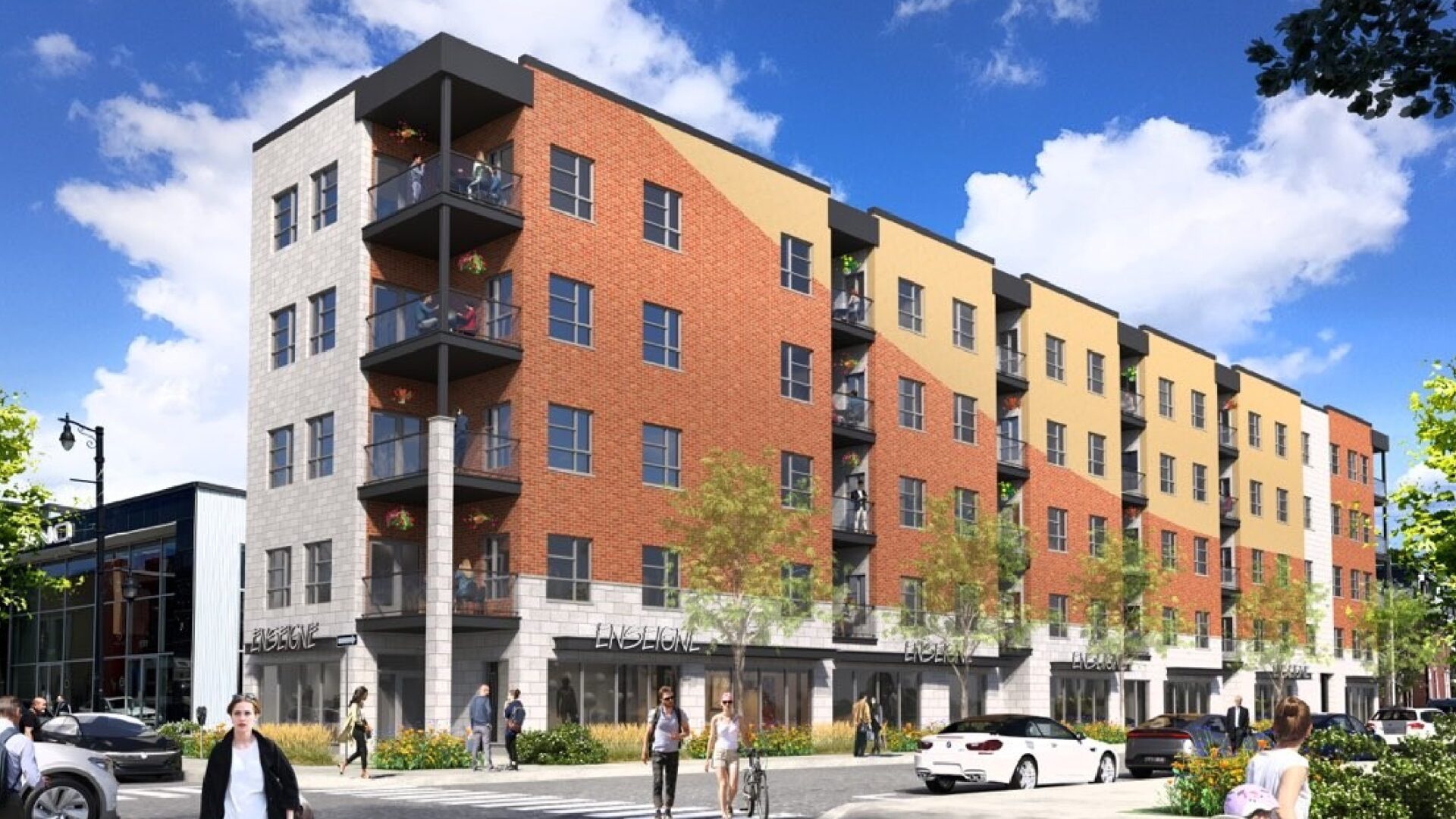 L’immeuble à logements de cinq étages sera érigé au 130 rue Lajoie Sud, soit sur le site de l’ancien Sterling Pub. (Photo gracieuseté – Louis Morissette architecte)