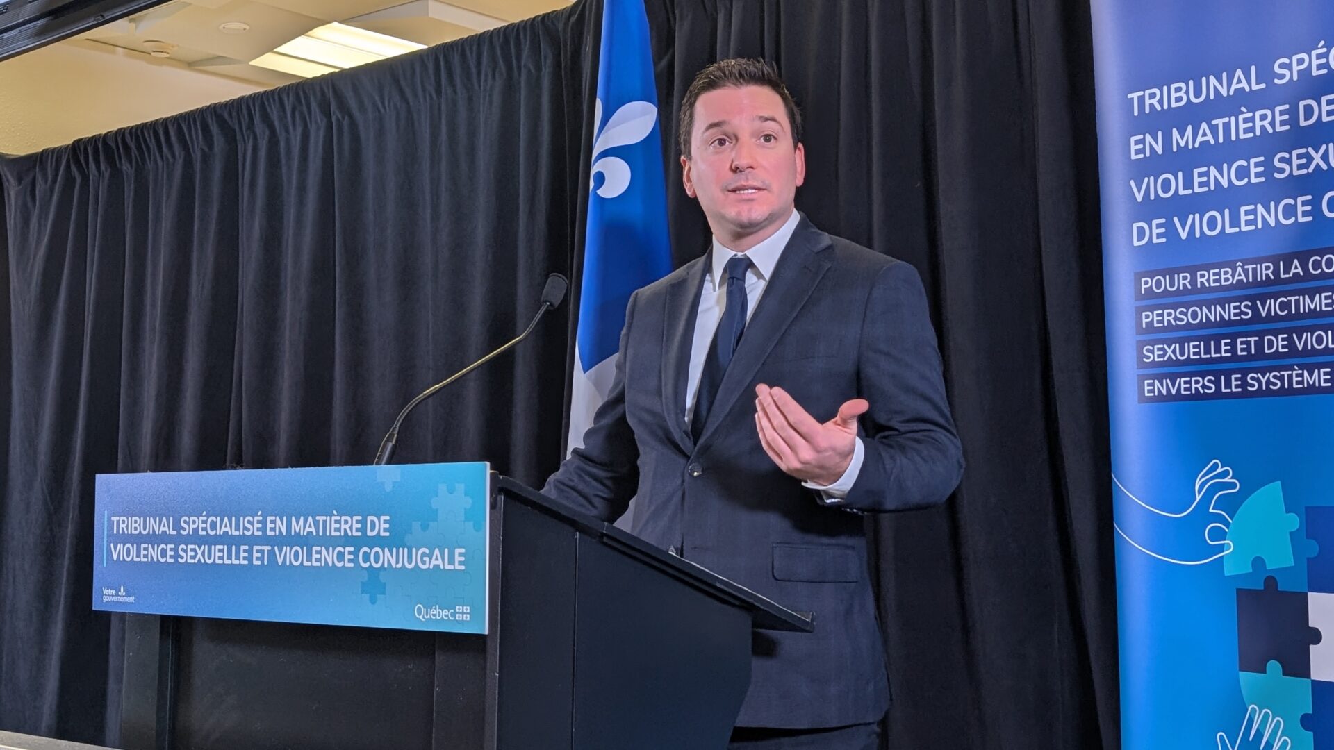 Le ministre de la Justice, Simon Jolin-Barrette, a annoncé l’implantation à Joliette du tribunal spécialisé en matière de violence sexuelle et de violence conjugale. (Photo Médialo – Jason Joly)