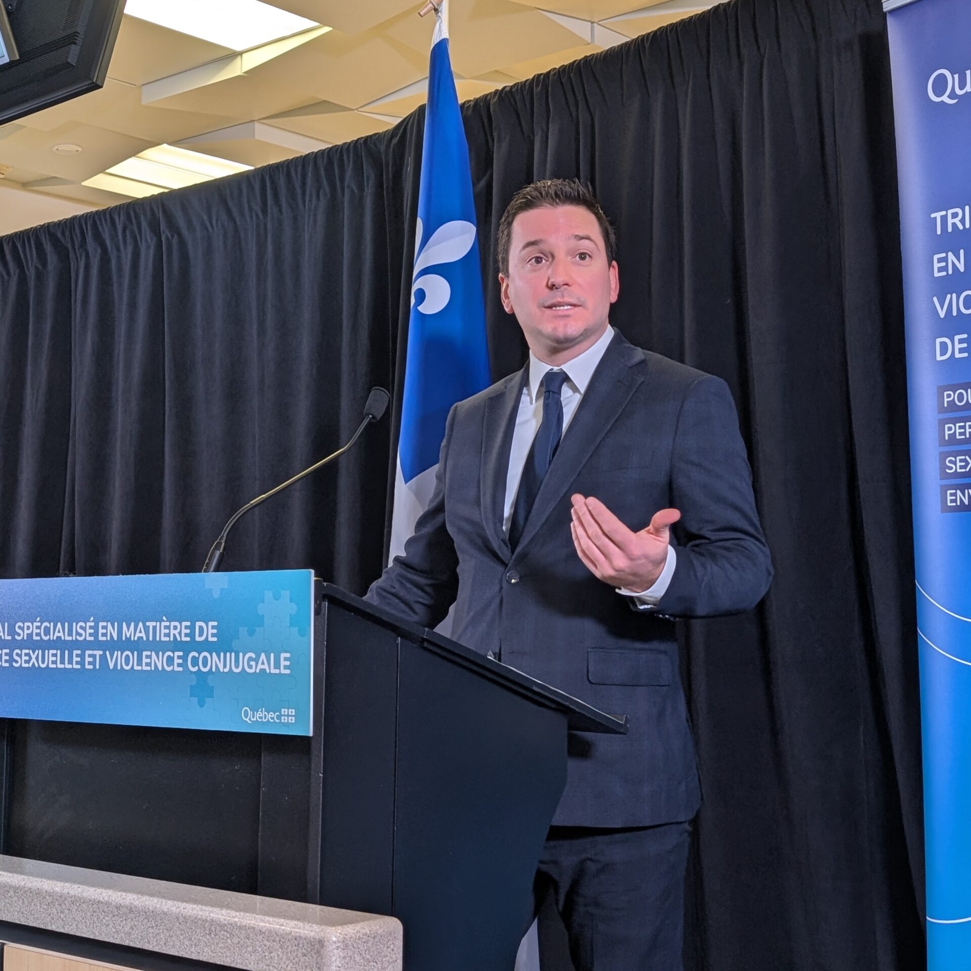 Le ministre de la Justice, Simon Jolin-Barrette, a annoncé l’implantation à Joliette du tribunal spécialisé en matière de violence sexuelle et de violence conjugale. (Photo Médialo – Jason Joly)