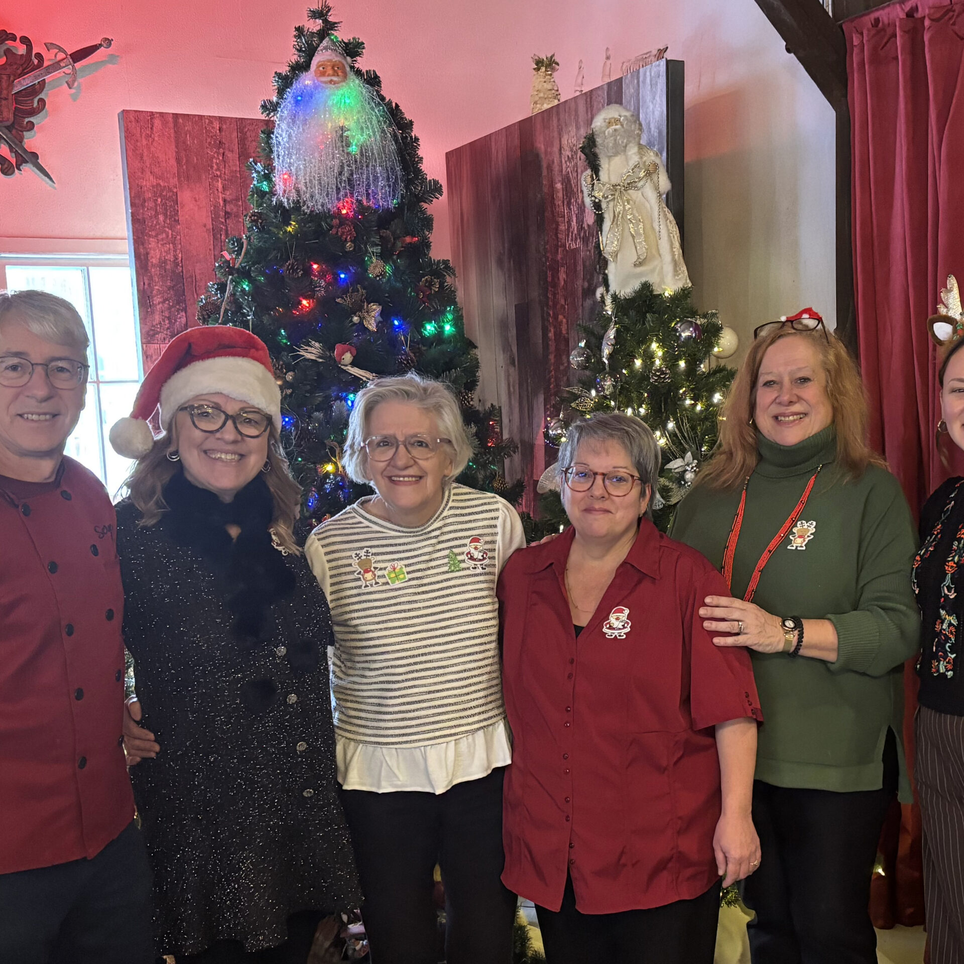 Serge Rivest du Bistro du Domaine, Lyne Sauriol du CAB Montcalm, Lise Beaudoin et Nathalie Brunet des Petits Frères, Johanne Barnabé du Bistro du Domaine, et Sophie Turenne du CAB Montcalm. 
Photo gracieuseté