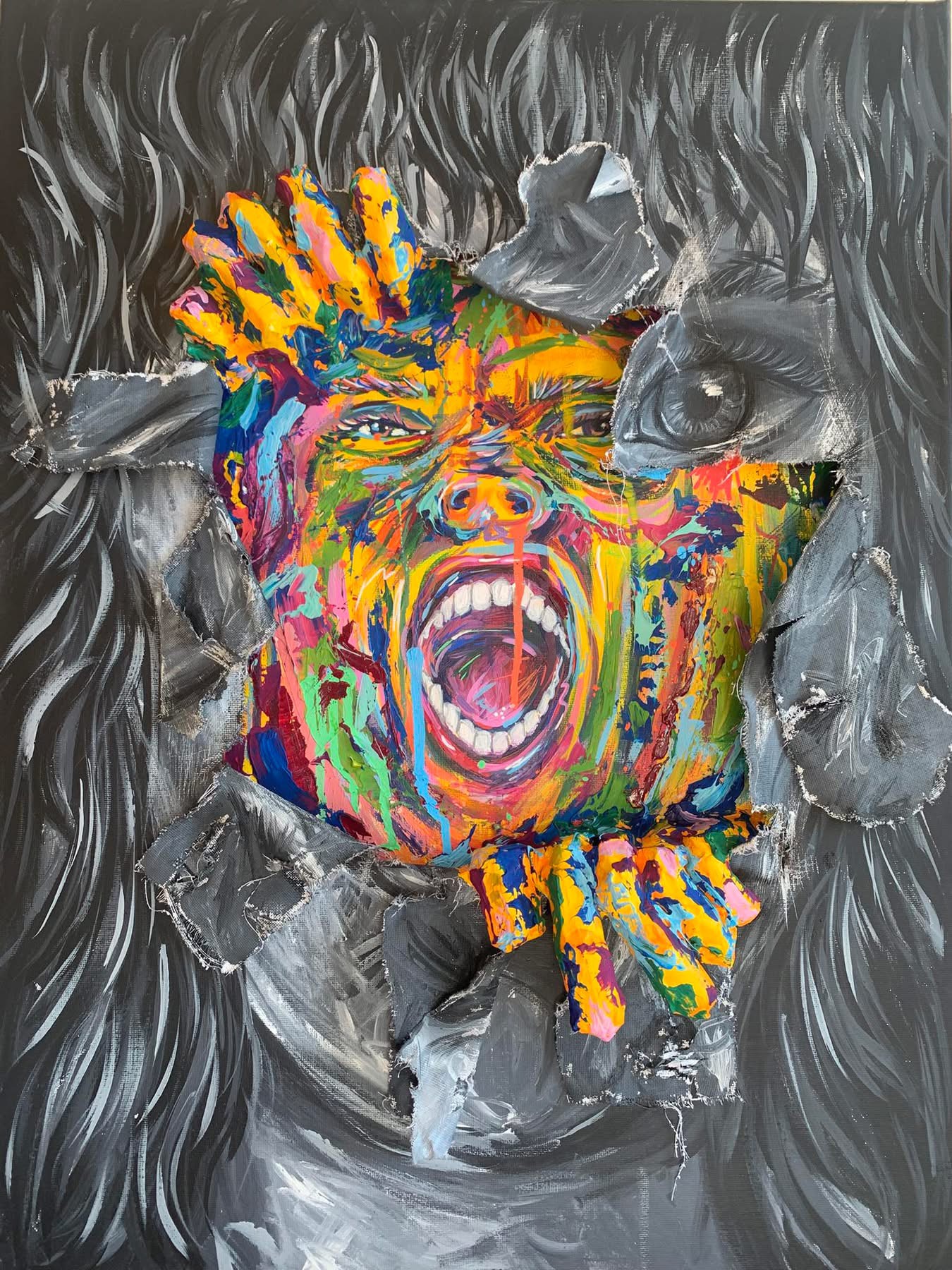 L'oeuvre Briser la surface de Koralie Thériault.